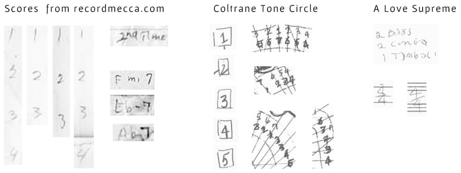 John Coltrane - handwriting - numbers compared.